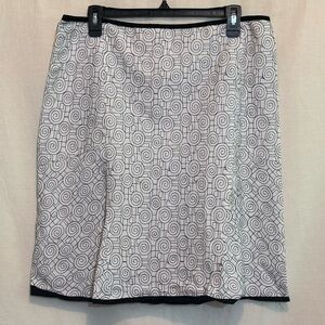 F-15 DT Collection white & Black‎ Embroidered Linen Blend MIDI Skirt Size 10
